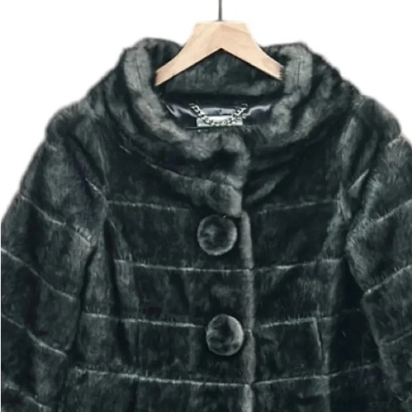 BB Dakota Vintage Inspired Faux Fur 3/4 Sleeve Black Gray Coat  Size Small - Picture 7 of 7